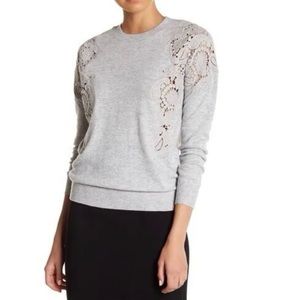 Ted Baker London Cashmere Blend Sweater with Embroidered Lace Shoulder Detail